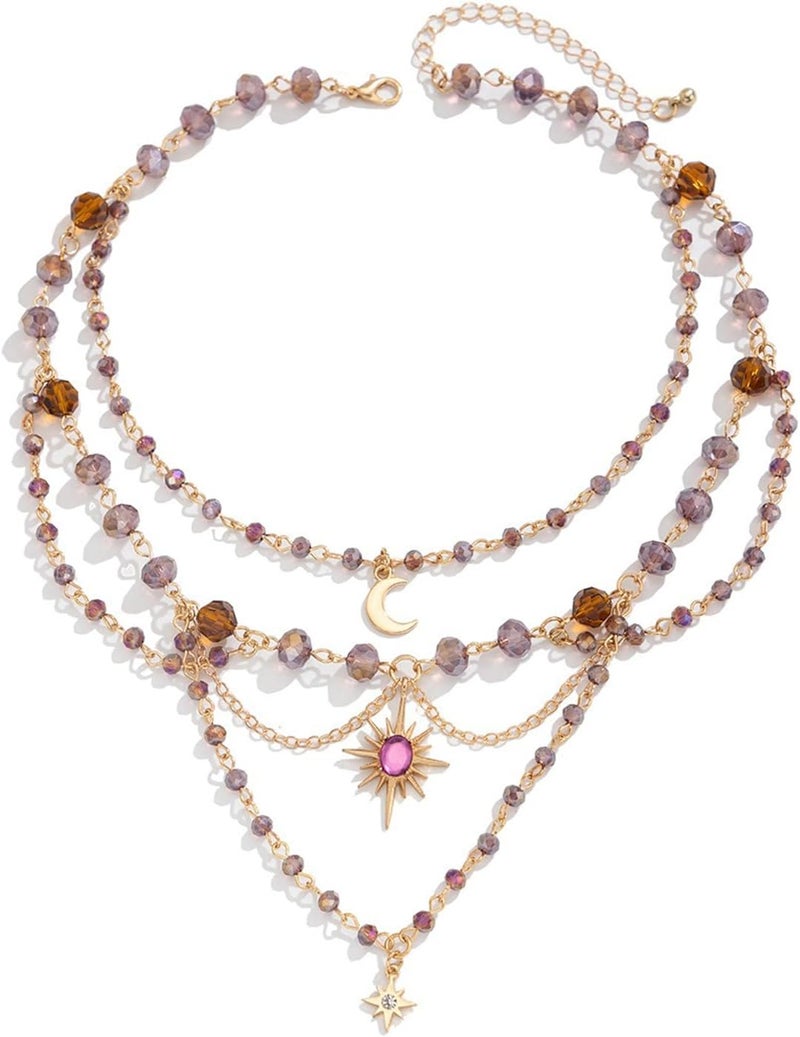 TACBSP Rapunz Sun Necklace for Women Tangled Necklace Sun Necklaces Opal Pendant Neckalces Healing Crystal Necklaces Christmas Trendy Jewelry - Image 1